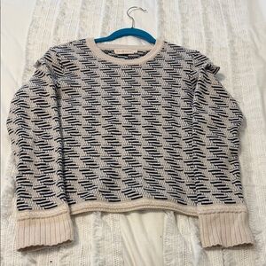 Tory Burch Geometric Knit Sweater in Cream and Black
